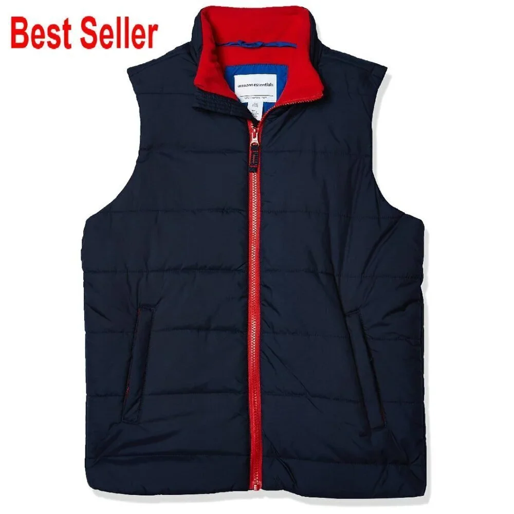Boys Heavyweight Puffer Vest Oversized Fit Quilted Insulated Cold Weather